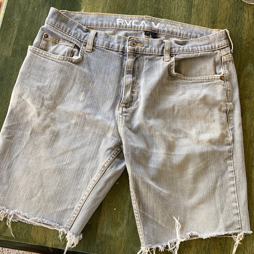 RVCA Men’s Light Gray Cutoff Denim Shorts
